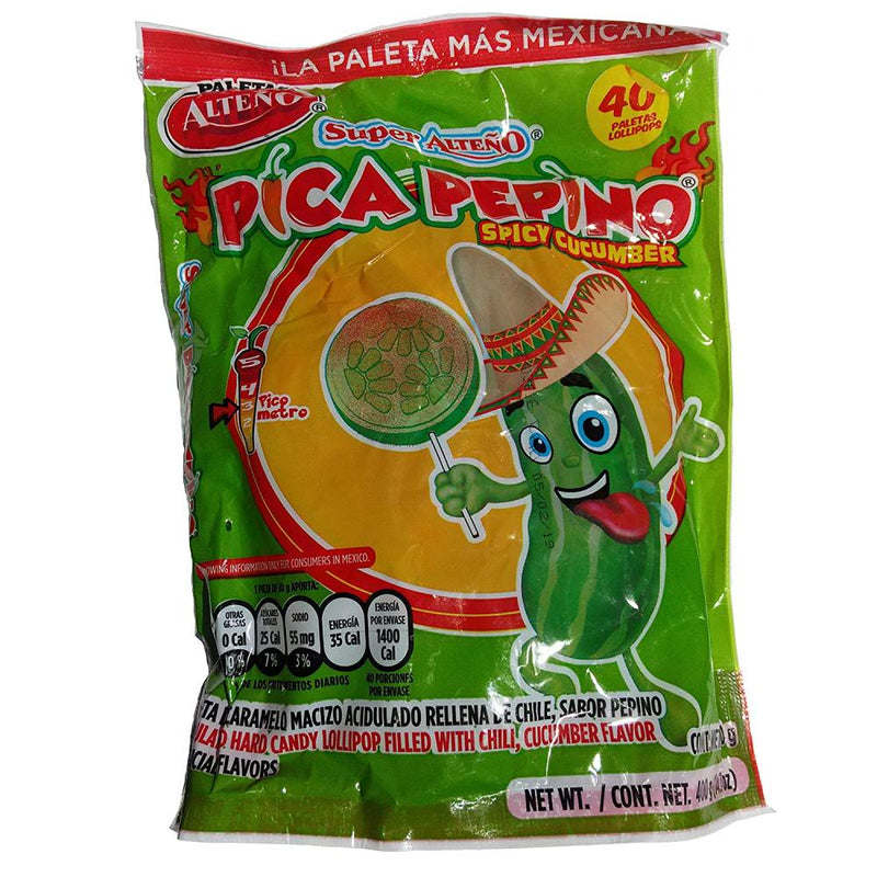 Alteno Spicy Cucumber Lollipop 40pcs - Mexican Candy Store by Mexicrate