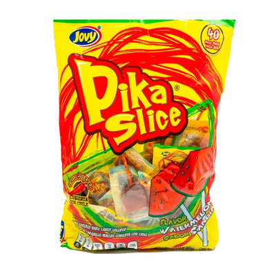 Jovy Pika Slice Watermelon Chili Lollipop 40pcs - Mexican Candy Store by Mexicrate