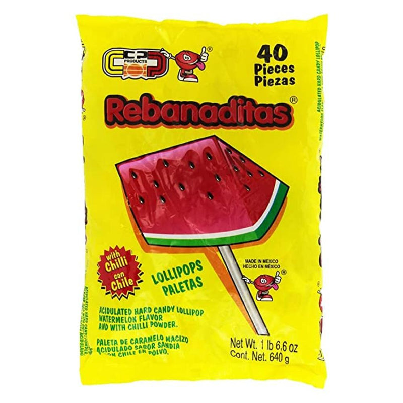 Rebanaditas Watermelon Flavor with Chilli Lollipops 40pcs
