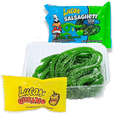 Lucas Salsagetti Sour Green Apple - 12pcs - Mexican Candy Store by Mexicrate