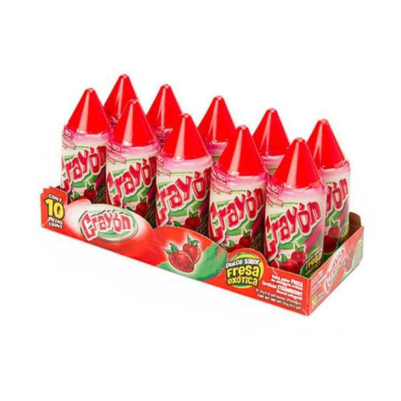 Crayon Strawberry Soft Candy 10pcs - Mexican Candy Store by Mexicrate